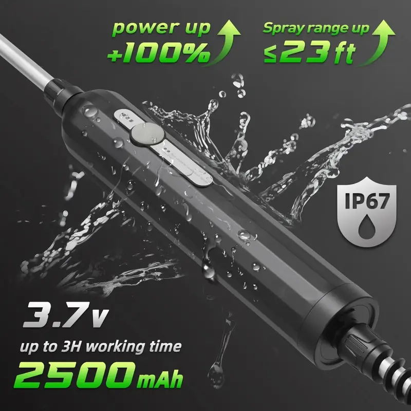2-Gallon Telescoping-Wand Electric Garden Sprayer – 3 Nozzle Options, 2500mAh Rechargeable Battery