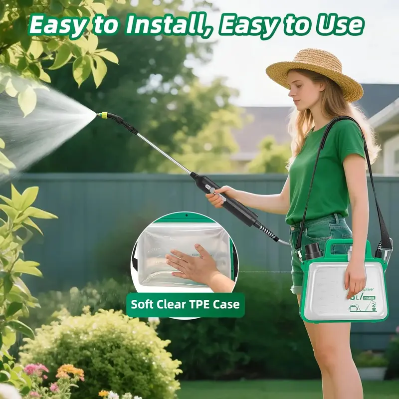 2-Gallon Telescoping-Wand Electric Garden Sprayer – 3 Nozzle Options, 2500mAh Rechargeable Battery