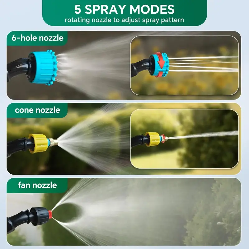 2-Gallon Telescoping-Wand Electric Garden Sprayer – 3 Nozzle Options, 2500mAh Rechargeable Battery