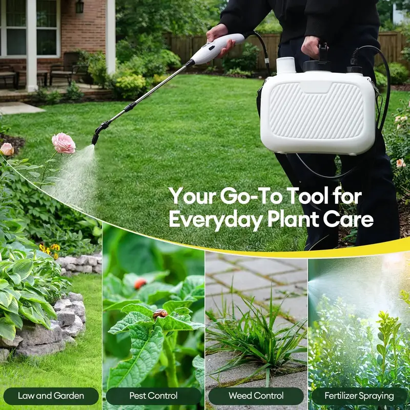 2-Gallon USB-Rechargeable Electric Garden Sprayer – Ergonomic Design with 3 Spray Nozzles and 2200mAh Battery