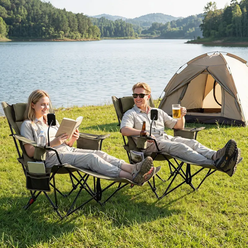 2-in-1 Camping Recliner – Detachable Footrest & Three-Stage Back Support for Enhanced Comfort 2