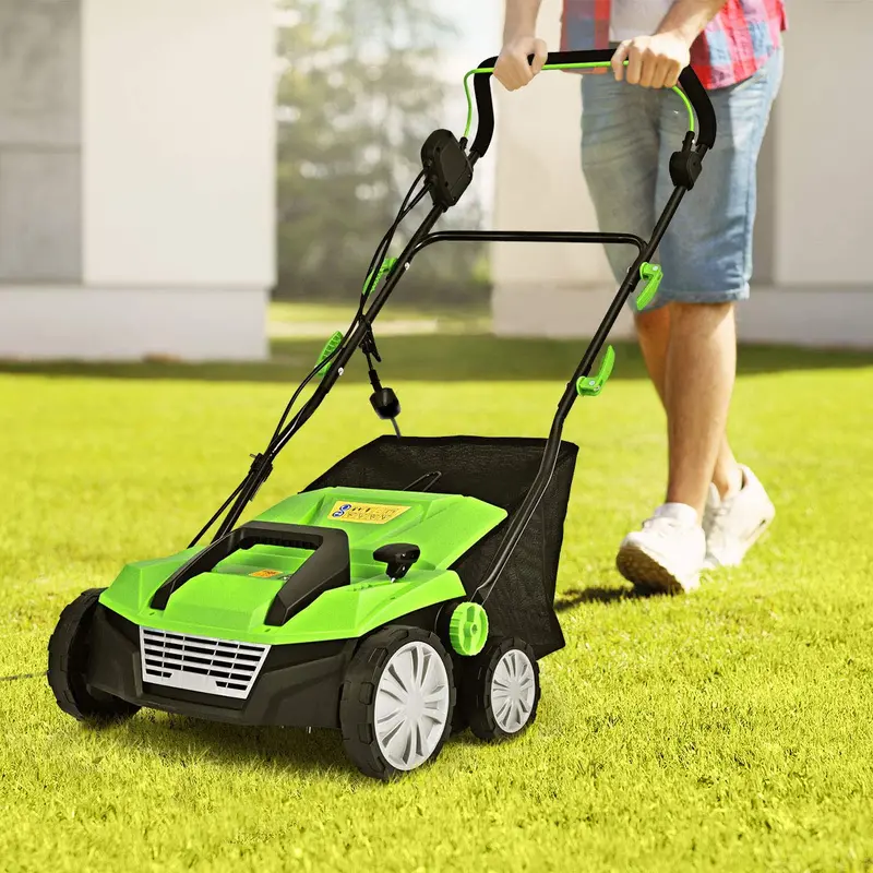 2-in-1 Corded Lawn Dethatcher with Four Adjustable Cutting Depths for Effective Thatch Removal 2