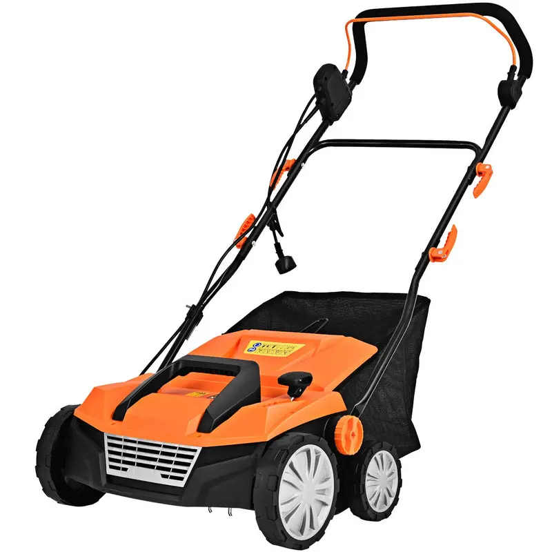 2-in-1 Corded Lawn Dethatcher with Four Adjustable Cutting Depths for Effective Thatch Removal