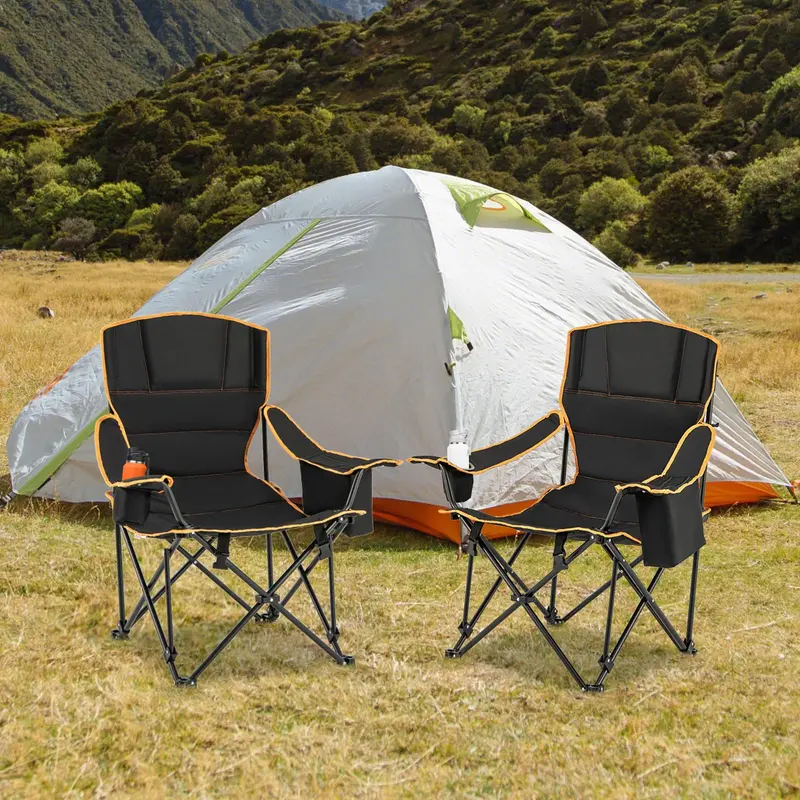 2-in-1 Reclining Camping Chair – Detachable Footrest, 5-Position Back Support & Built-In Cup Holder