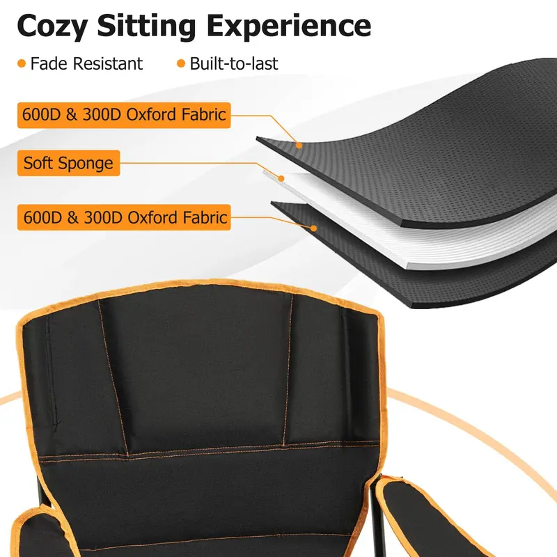 2-in-1 Reclining Camping Chair – Detachable Footrest, 5-Position Back Support & Built-In Cup Holder