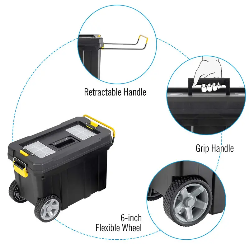 2-in-1 Rolling Toolbox – Modular Plastic Storage System with Wheels & Handles