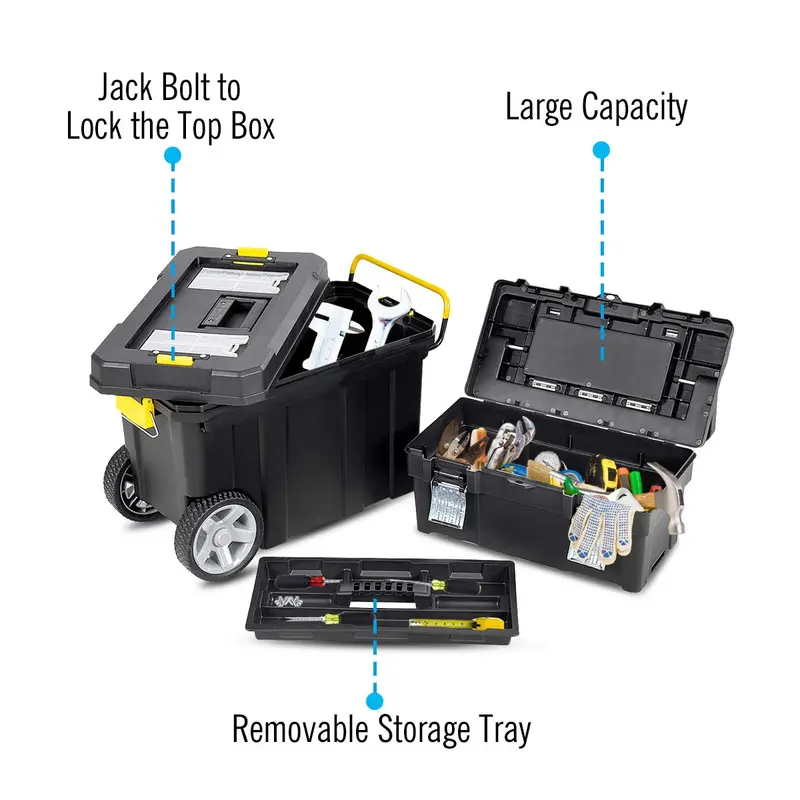 2-in-1 Rolling Toolbox – Modular Plastic Storage System with Wheels & Handles
