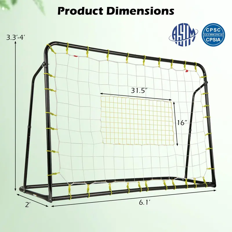 2-in-1 Soccer Rebounder Net – 6ft x 4ft Goal with Integrated Shooting Target Zone