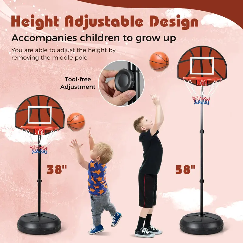 2-in-1 Toddler Basketball Hoop – Adjustable Goal with Integrated Dartboard and Fillable Base