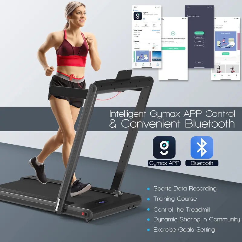 2-in-1 Under-Desk Treadmill – Foldable Electric Model with 2.25HP Motor and LED Control Display