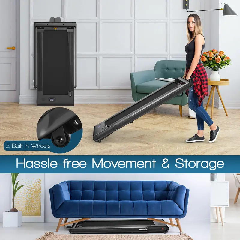 2-in-1 Under-Desk Treadmill – Foldable Electric Model with 2.25HP Motor and LED Control Display