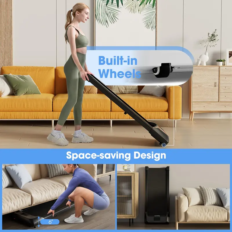 2-in-1 Under-Desk Walking Pad – Foldable Treadmill with 265 LB Weight Capacity
