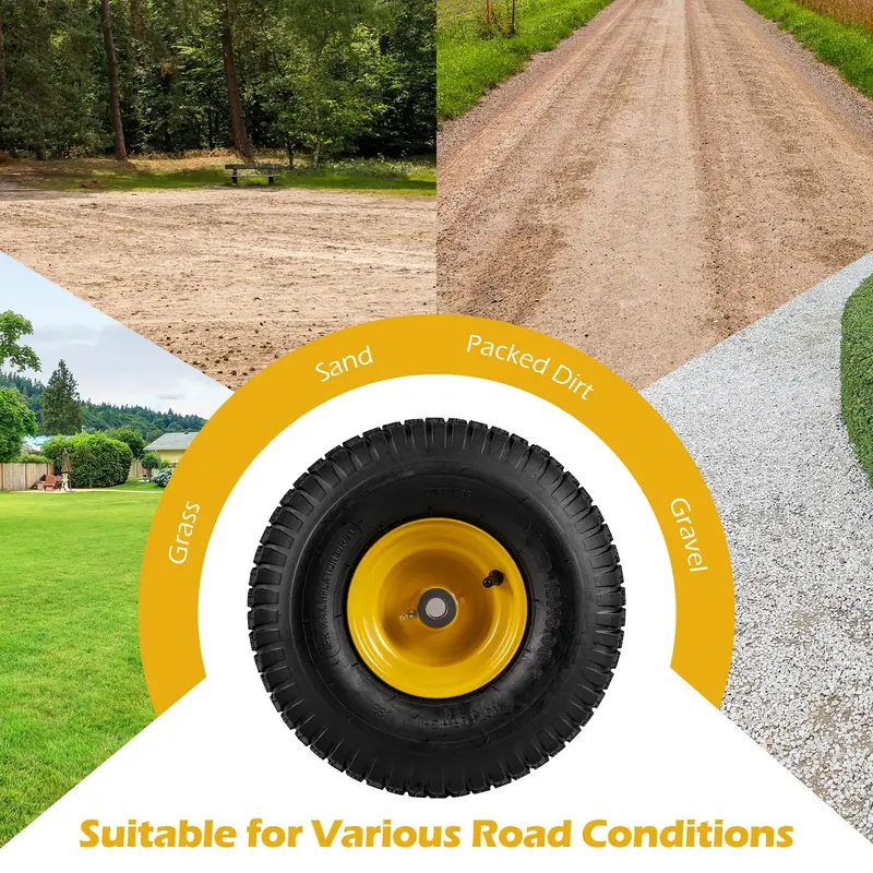 2-Pack 15 x 6.00-6 Tube-Type Tires & Wheels – Standard Inner Tube Compatibility