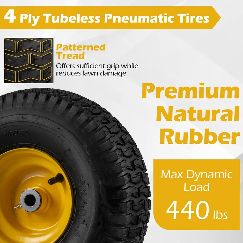 2-Pack 15 x 6.00-6 Tube-Type Tires & Wheels – Standard Inner Tube Compatibility