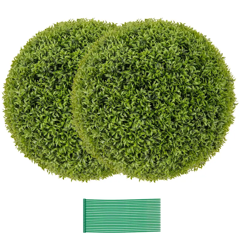 2-Pack 20-Inch Artificial Boxwood Topiary Balls – UV-Resistant Round Faux Plants for Outdoor Use