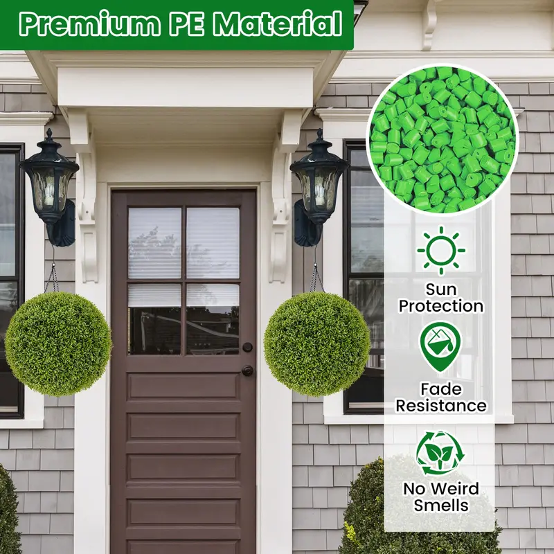 2-Pack 20-Inch Artificial Boxwood Topiary Balls – UV-Resistant Round Faux Plants for Outdoor Use