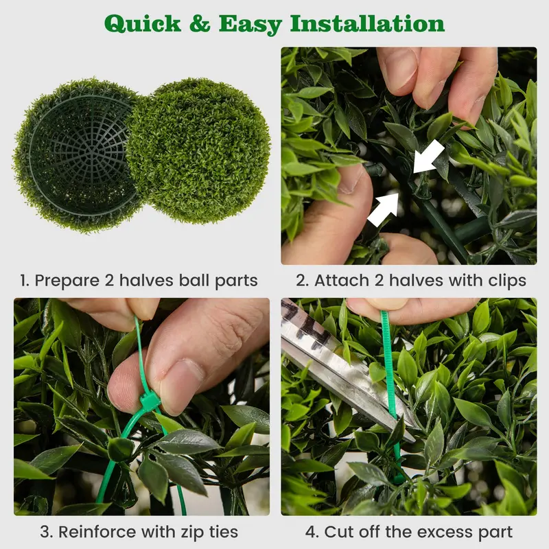 2-Pack 20-Inch Artificial Boxwood Topiary Balls – UV-Resistant Round Faux Plants for Outdoor Use