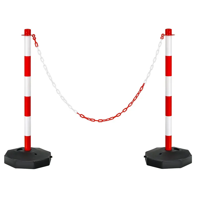 2-Pack Fillable Delineator Posts with Octagonal Bases and 5-Foot Connectable Chains
