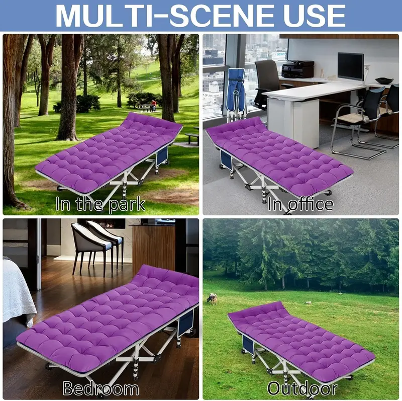 2-Pack Heavy-Duty Folding Camping Cots with Built-in Mattresses for Adults
