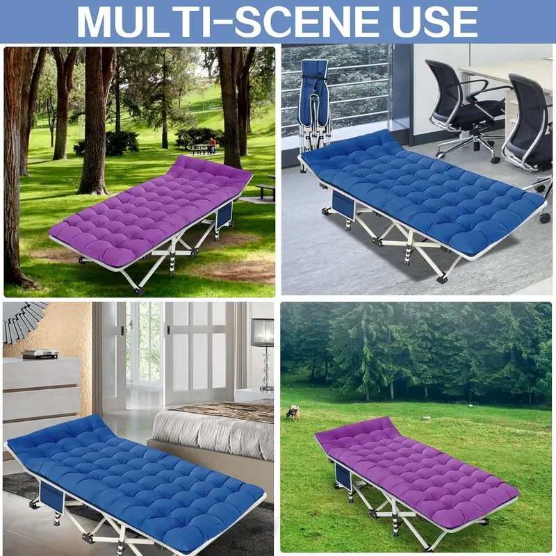 2-Pack Heavy-Duty Folding Camping Cots with Built-in Mattresses for Adults