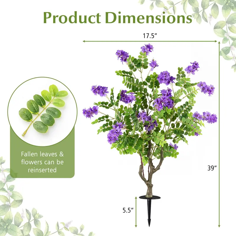 2-Pack Sophora Japonica Locust Flower Trees – 39-Inch Fake Blossoms with Spikes