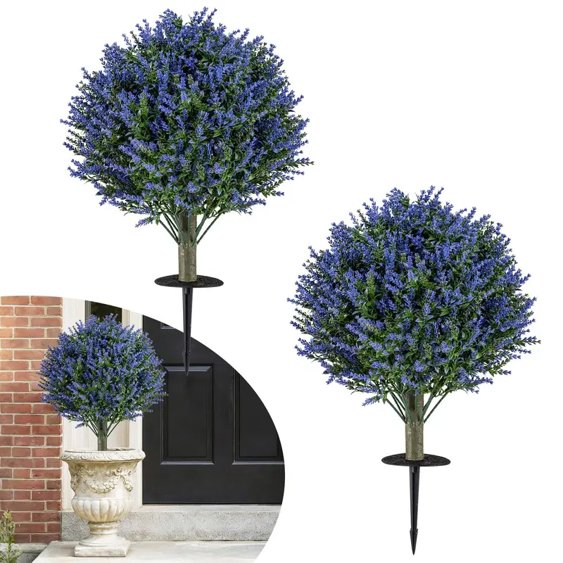 2-Pack Sun-Resistant Lavender Topiary Balls – UV-Stable Indoor/Outdoor Evergreen Decor