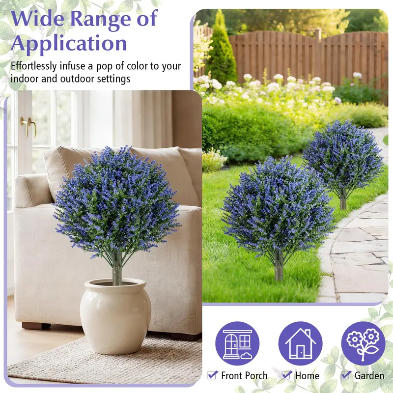 2-Pack Sun-Resistant Lavender Topiary Balls – UV-Stable Indoor/Outdoor Evergreen Decor 2