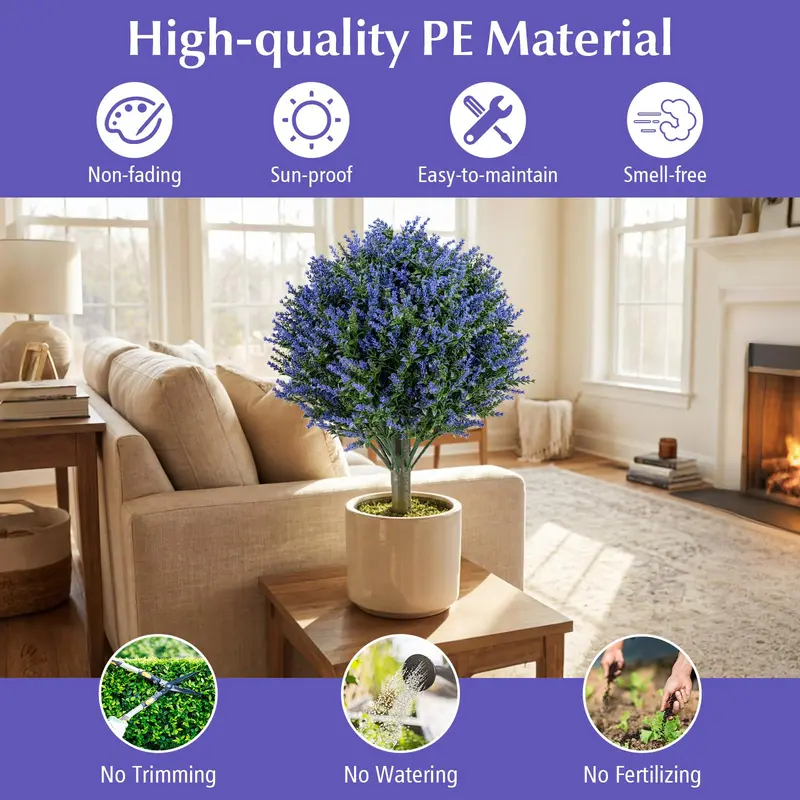 2-Pack Sun-Resistant Lavender Topiary Balls – UV-Stable Indoor/Outdoor Evergreen Decor