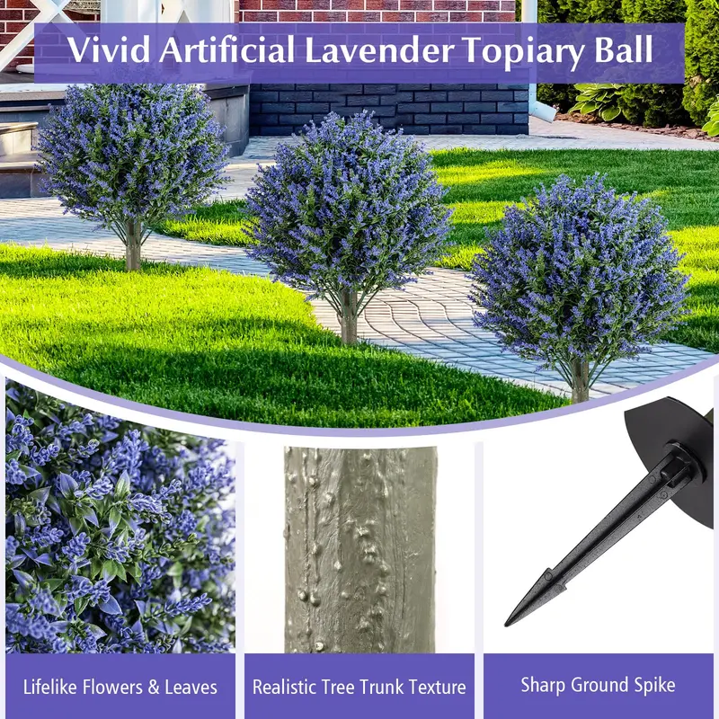 2-Pack Sun-Resistant Lavender Topiary Balls – UV-Stable Indoor/Outdoor Evergreen Decor