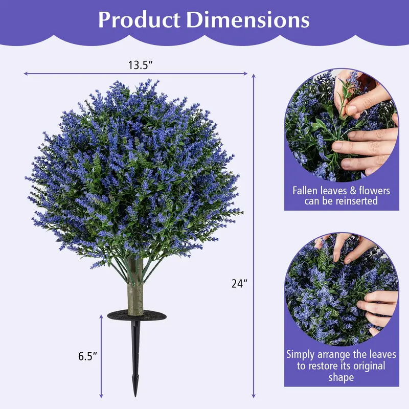 2-Pack Sun-Resistant Lavender Topiary Balls – UV-Stable Indoor/Outdoor Evergreen Decor