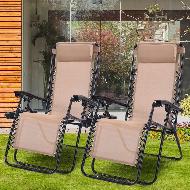 2-Piece Zero Gravity Patio Chairs – Folding Outdoor Recliners with Adjustable Positions 2