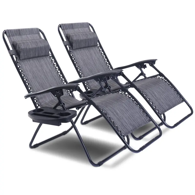 2-Piece Zero Gravity Patio Chairs – Folding Outdoor Recliners with Adjustable Positions