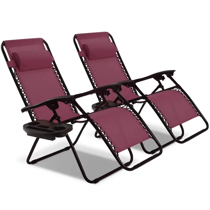 2-Piece Zero Gravity Patio Chairs – Folding Outdoor Recliners with Adjustable Positions