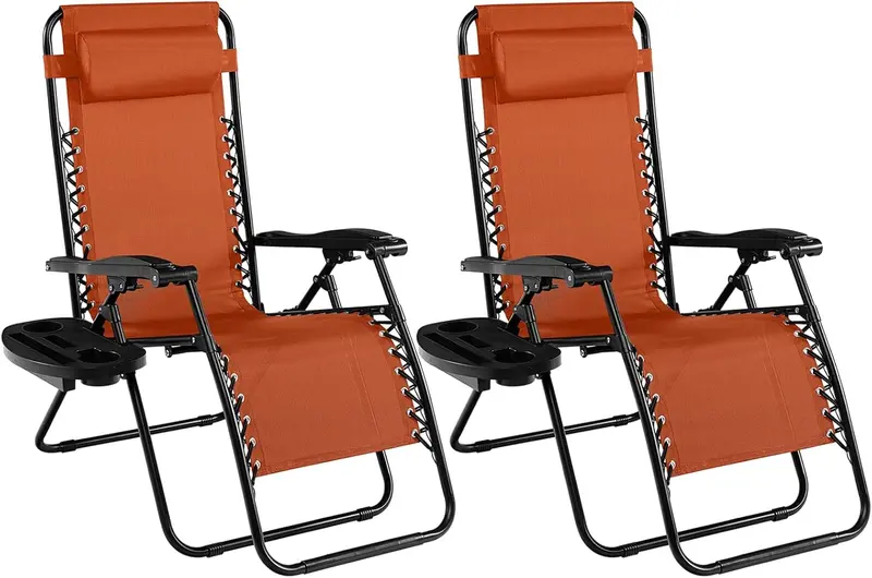 2-Piece Zero Gravity Patio Chairs – Folding Outdoor Recliners with Adjustable Positions
