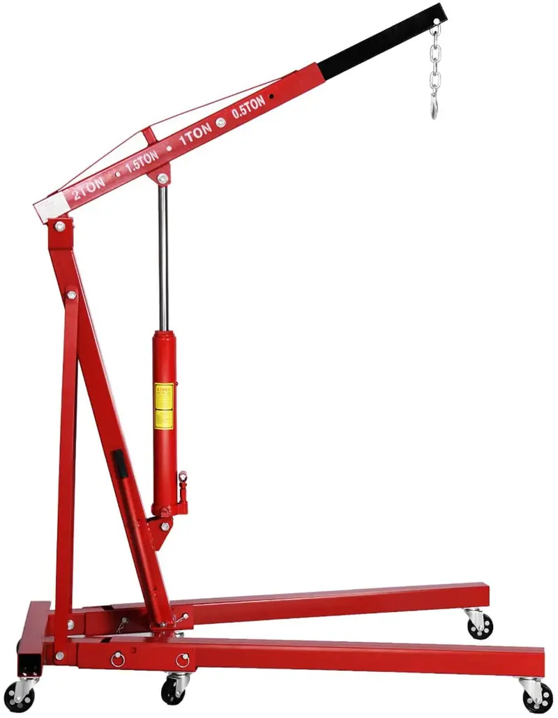 2-Ton Folding Engine Hoist – Portable Cherry Picker Crane for Auto Shops
