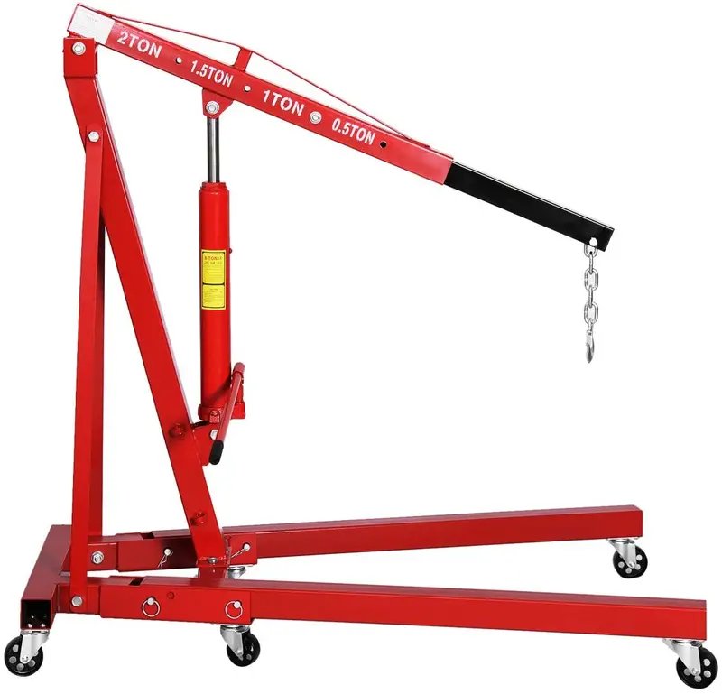 2-Ton Folding Engine Hoist – Portable Cherry Picker Crane for Auto Shops