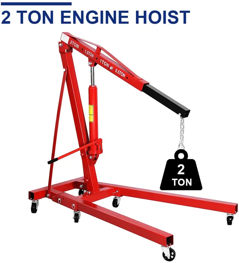 2-Ton Folding Engine Hoist – Portable Cherry Picker Crane for Auto Shops