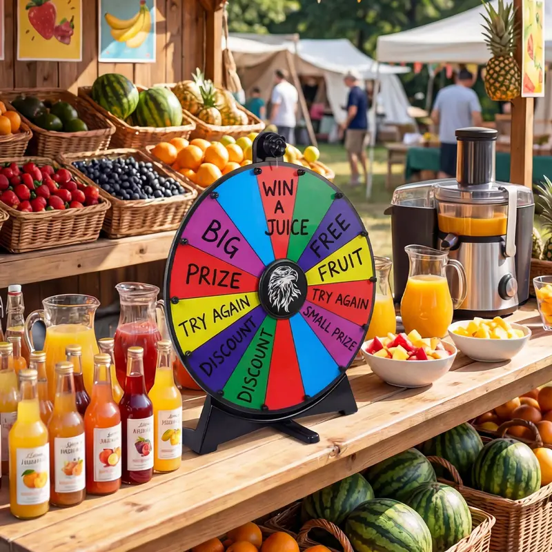 20-Inch 14-Slot Spin Wheel with Chalkboard Marker and Durable Construction 2