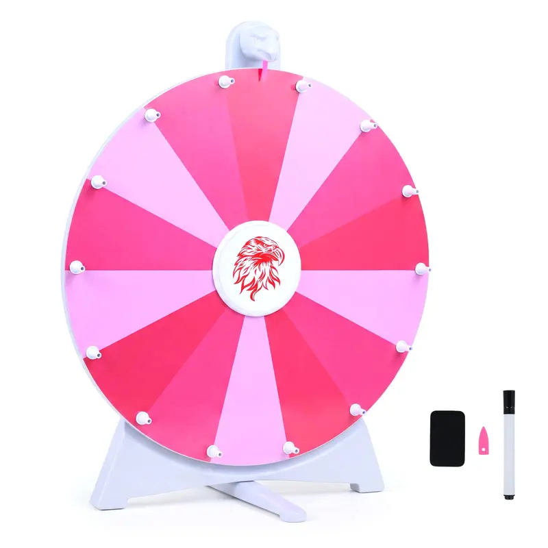 20-Inch 14-Slot Spin Wheel with Chalkboard Marker and Durable Construction