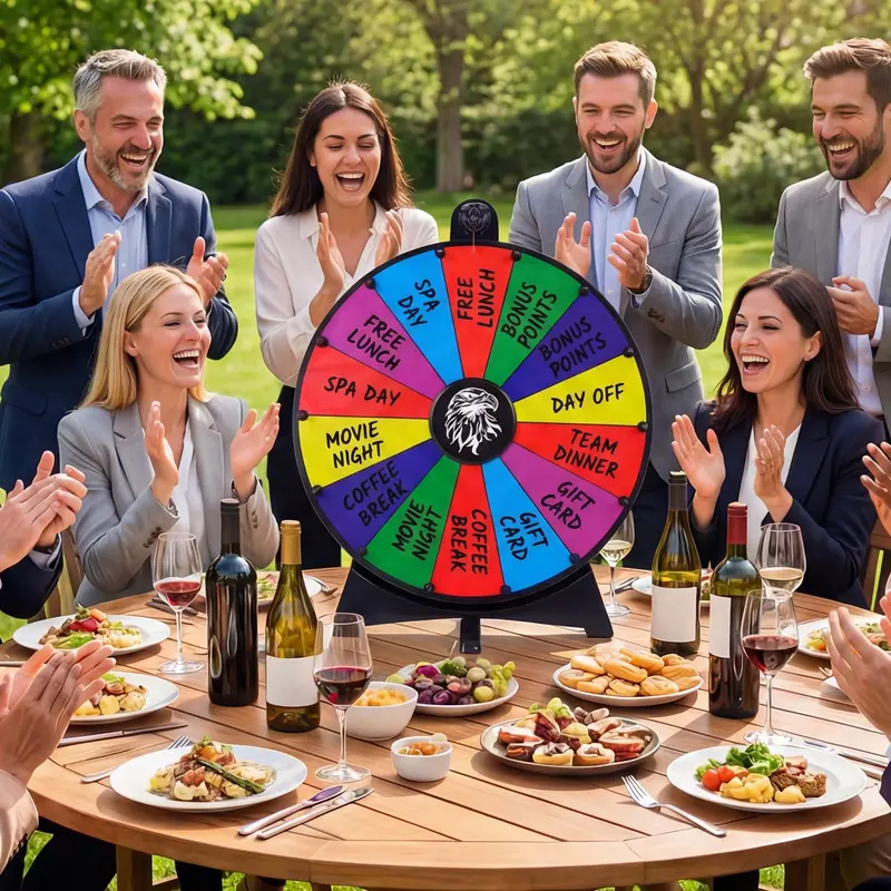 20-Inch 14-Slot Spin Wheel with Chalkboard Marker and Durable Construction