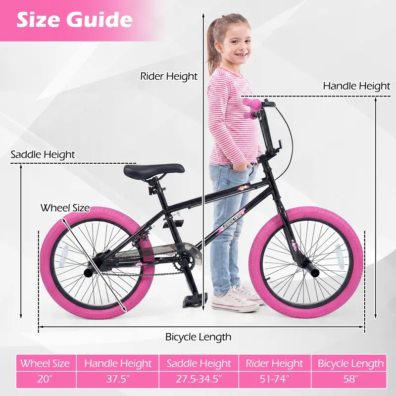 20-Inch Freestyle BMX Bike with Full 360-Degree Handlebar Rotation