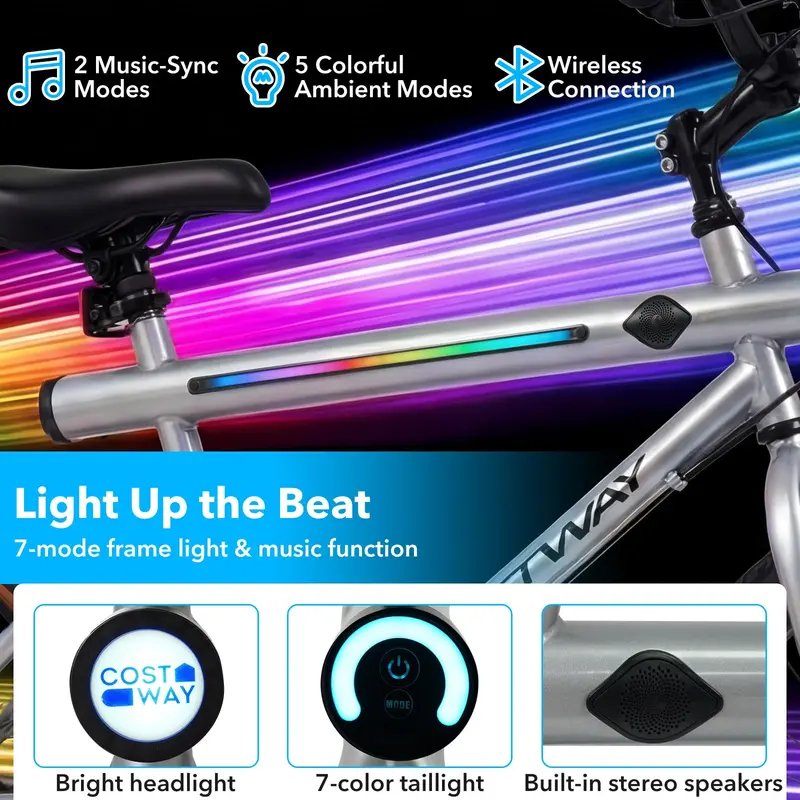 20-Inch LED Cycling Bike with Dual Speakers and Ambient Lighting 2