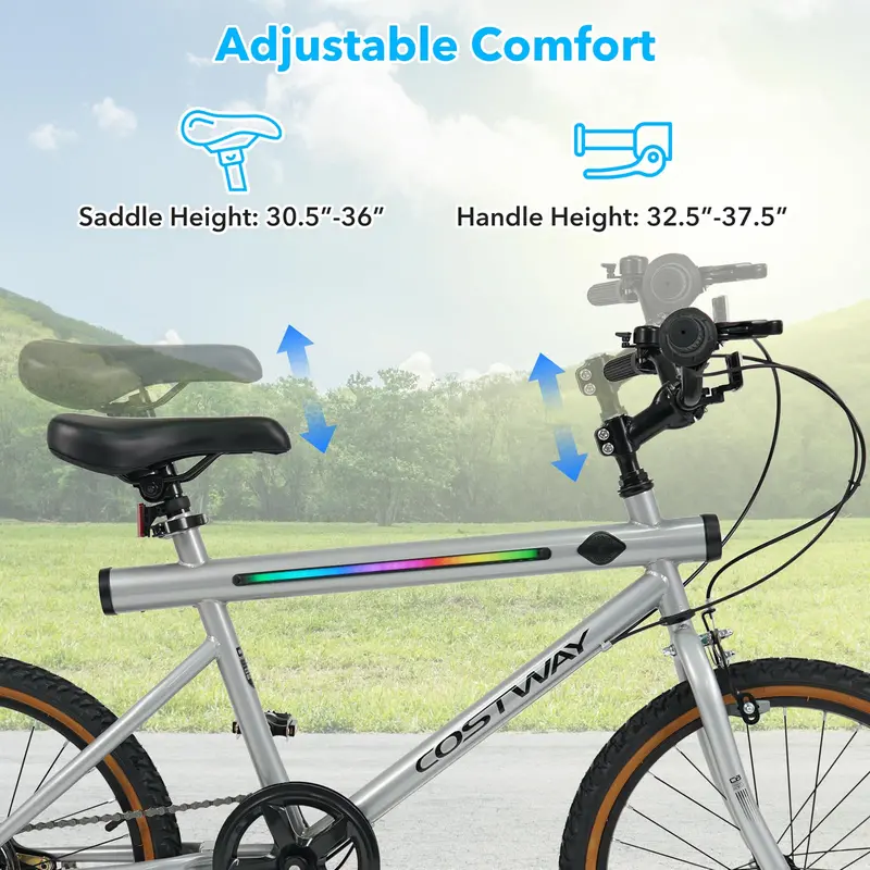20-Inch LED Cycling Bike with Dual Speakers and Ambient Lighting