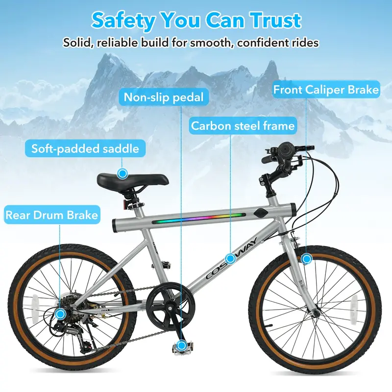 20-Inch LED Cycling Bike with Dual Speakers and Ambient Lighting
