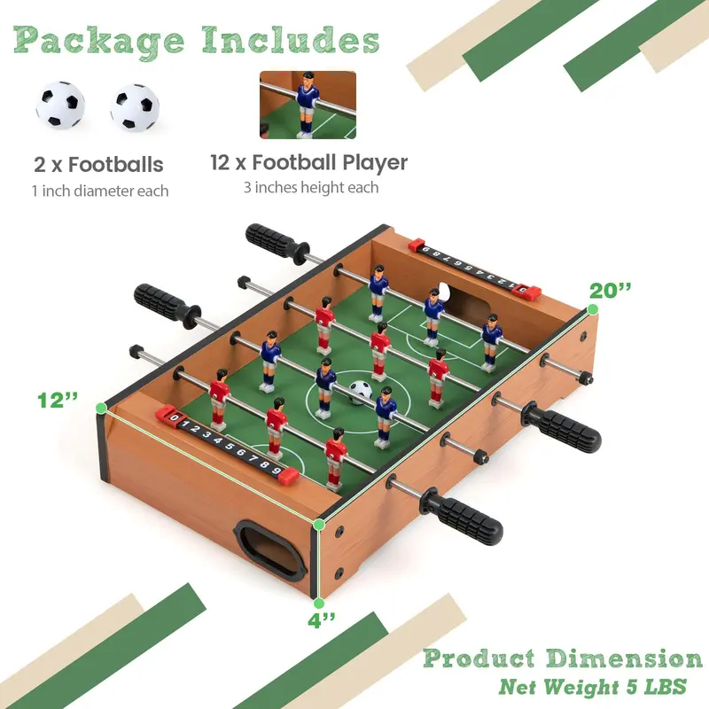20-Inch Portable Foosball Table for Kids – Mini Soccer Game with Score Trackers