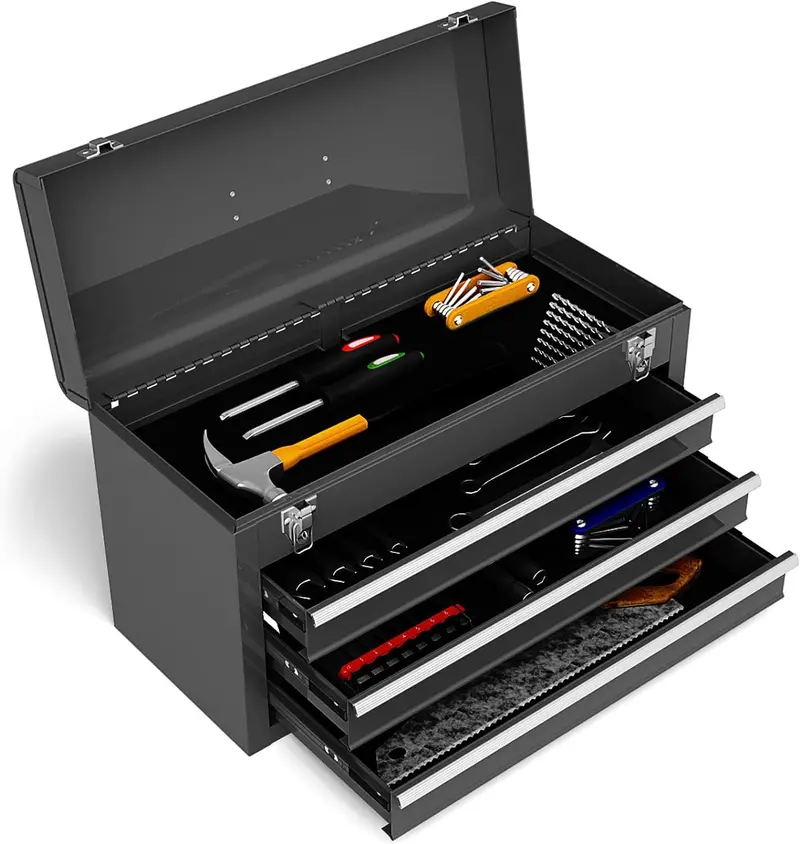 20-Inch Portable Steel Tool Chest with Durable Cabinet Construction