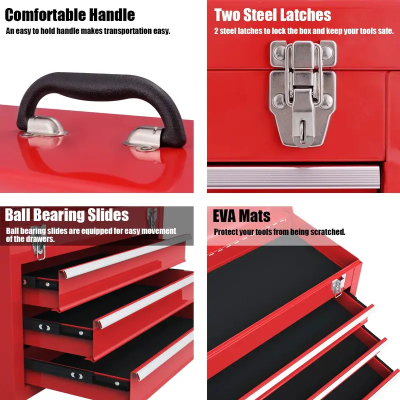 20-Inch Portable Steel Tool Chest with Durable Cabinet Construction