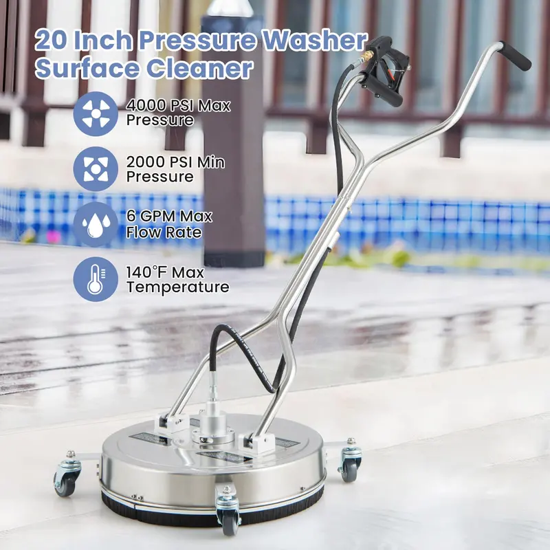 20-Inch Surface Cleaner Attachment for Pressure Washers – Dual-Handle Design with Stainless Housing & 4 Wheels 2