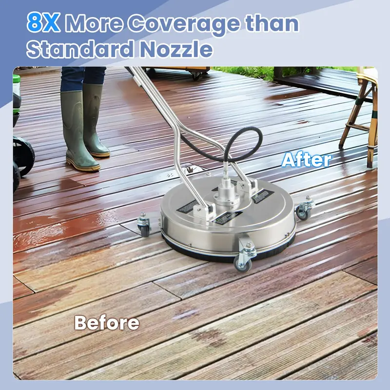 20-Inch Surface Cleaner Attachment for Pressure Washers – Dual-Handle Design with Stainless Housing & 4 Wheels