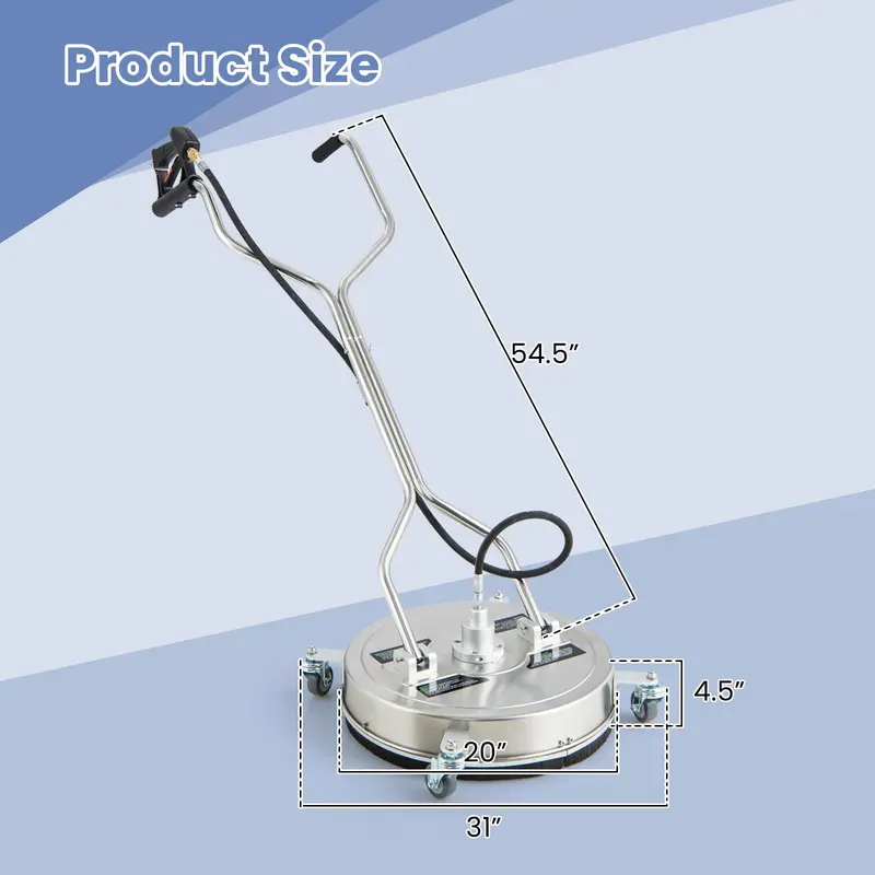 20-Inch Surface Cleaner Attachment for Pressure Washers – Dual-Handle Design with Stainless Housing & 4 Wheels